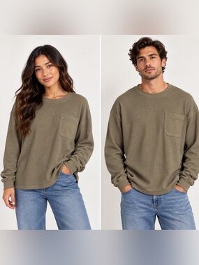 Bearded Goat Manastash Heavy Snug Unisex Thermal Long-Sleeve Tee olive green